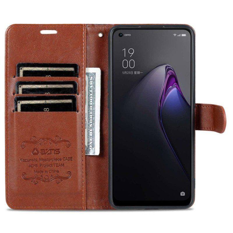 Etui Folio do Oppo Reno 8 Pro Azns Ze Sztucznej Skóry