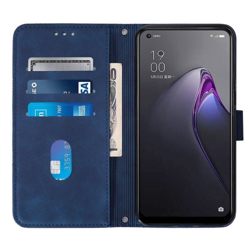 Etui Folio do Oppo Reno 8 Pro Trójkąty Z Paskiem Na Ramię