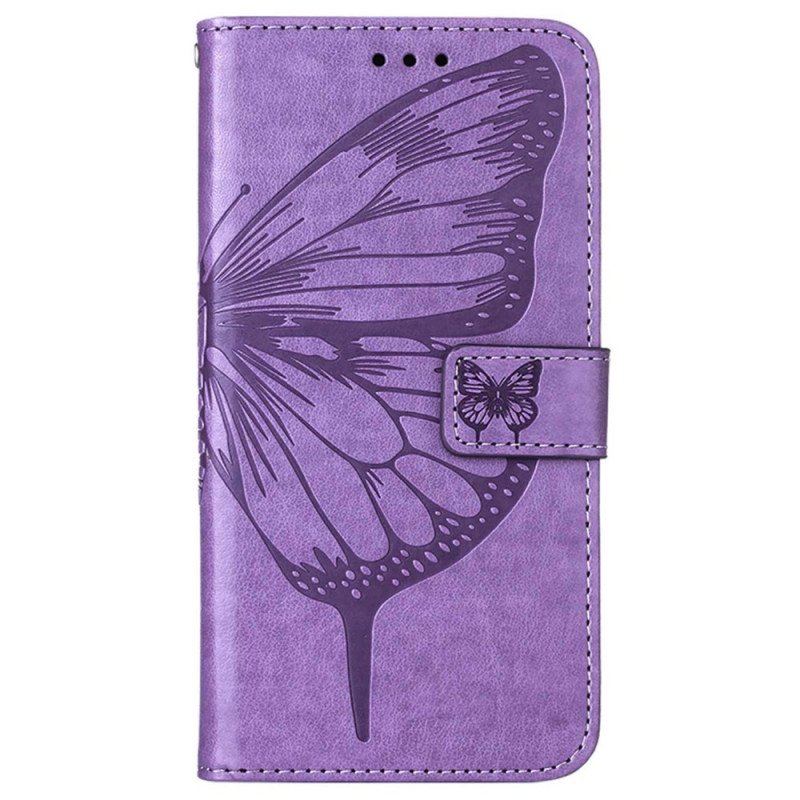 Etui Folio do Oppo Reno 8 Pro z Łańcuch Barokowy Motyl Z Paskami