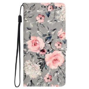 Etui Folio Do Oppo A98 5g Różowe Kwiaty Z Paskiem