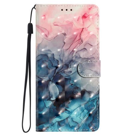 Etui Folio Do Oppo A98 5g Różowy I Niebieski Marmur Z Paskiem