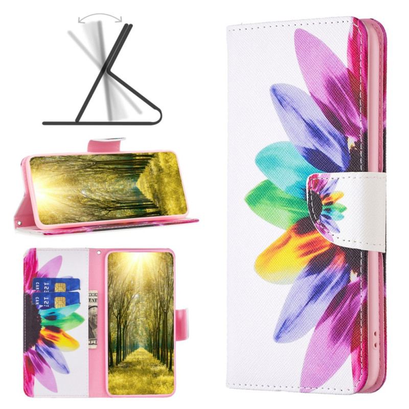 Etui Folio Oppo A98 5g Akwarela Kwiat Etui Ochronne