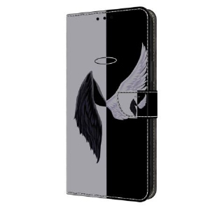 Etui Folio Oppo A98 5g CZarno-białe Skrzydła