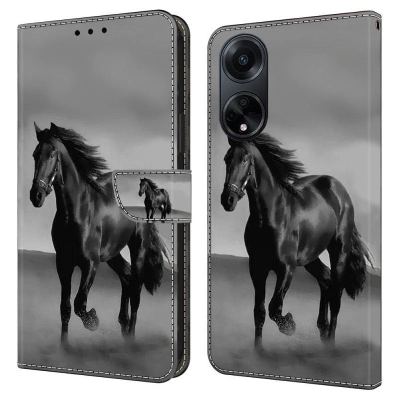 Etui Folio Oppo A98 5g CZarny Koń Etui Ochronne