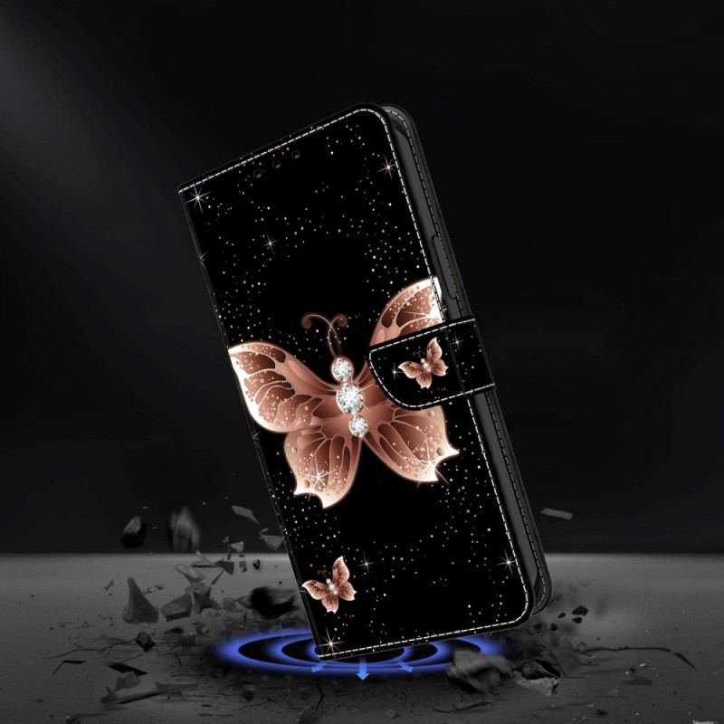 Etui Folio Oppo A98 5g Różowy Diamentowy Motyl