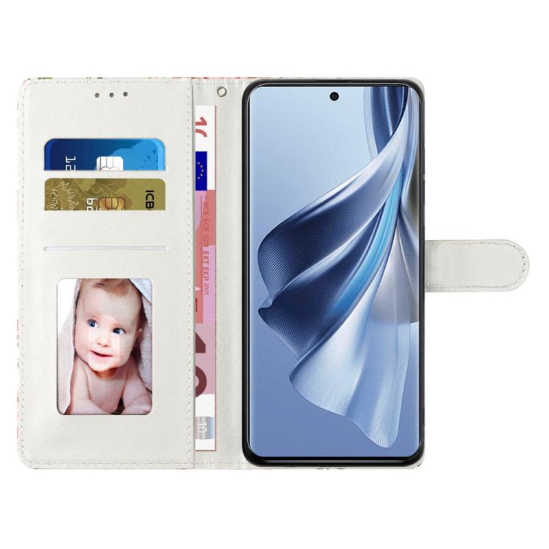 Etui Folio Oppo A98 5g Trójkolorowy Marmur Z Paskiem Etui Ochronne