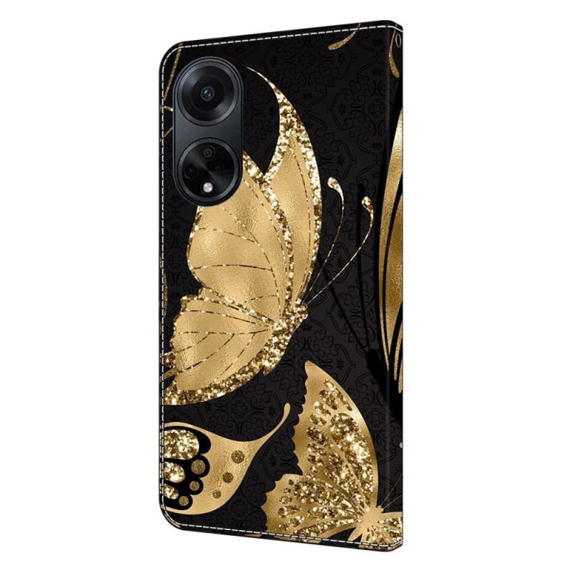 Etui Folio Oppo A98 5g Złoty Motyl