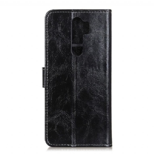 Etui Folio do Oppo A9 2020 Luksusowe Szwy Z Efektem Skóry