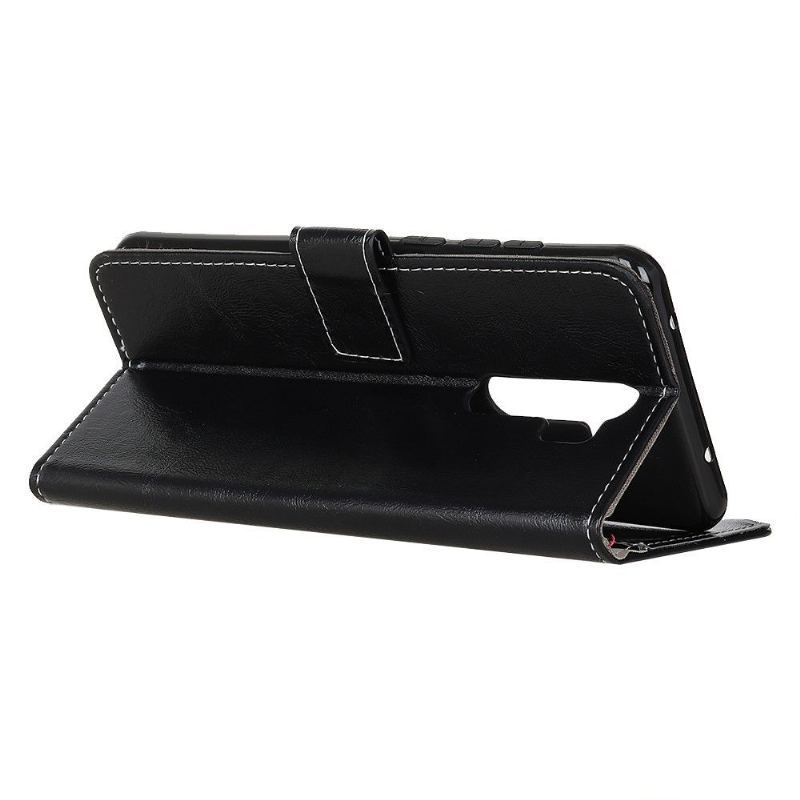 Etui Folio do Oppo A9 2020 Luksusowe Szwy Z Efektem Skóry