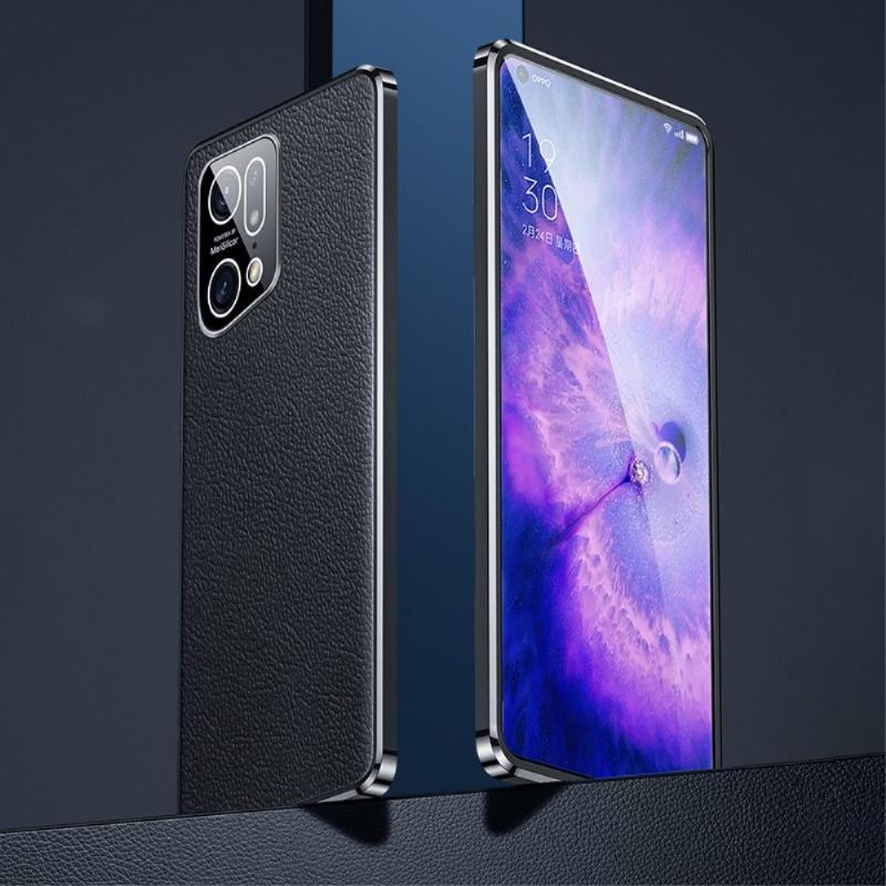 Etui do Oppo Find X5 Pro Prawdziwa Skóra Ziarnista