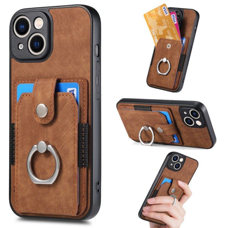 Etui do iPhone 15 Vintage Z Uchwytem Na Pierścionek I Etui Na Karty