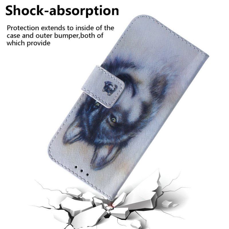 Etui Folio do iPhone 15 Akwarela Wilk