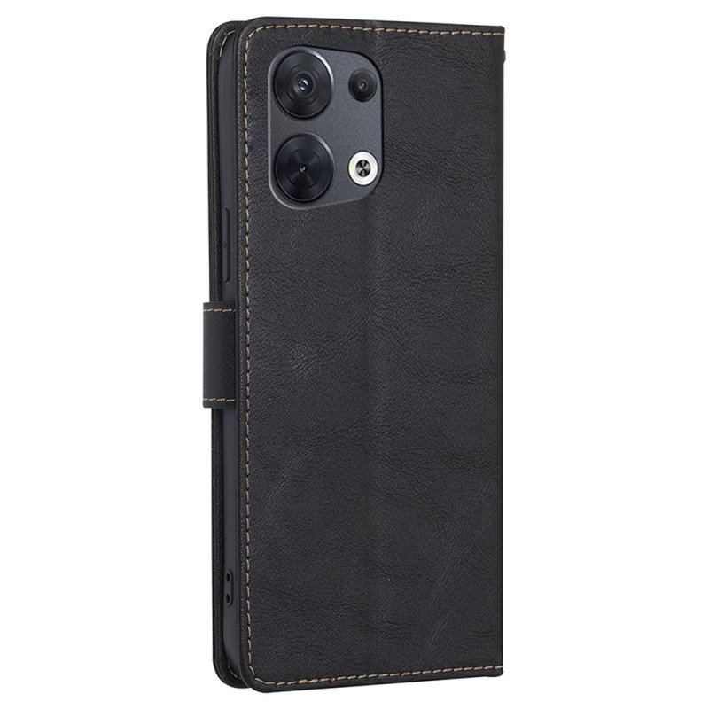 Etui Folio do Oppo Reno 8 Garbowana Sztuczna Skóra