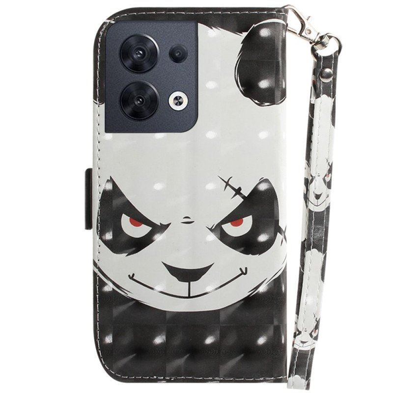 Etui Folio do Oppo Reno 8 Wściekła Panda Ze Smyczą