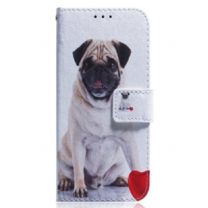 Etui Folio do Oppo Reno 8 z Łańcuch Ładny Mops W Pasku