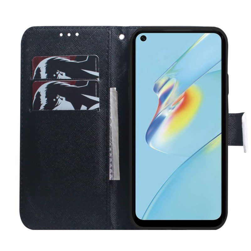 Etui Folio do Oppo Reno 8 z Łańcuch Pasiasty Sen Szczeniaka