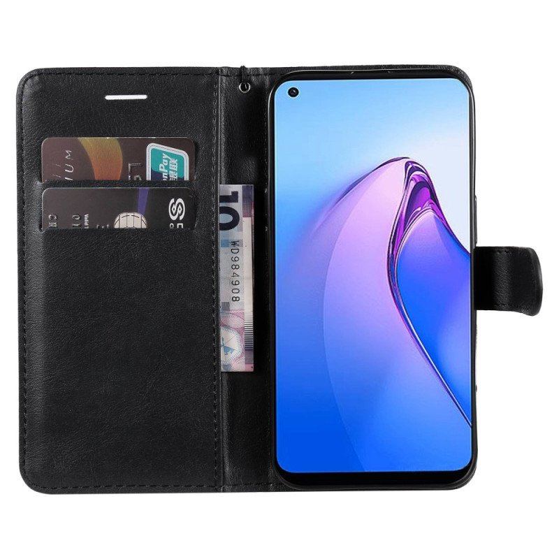 Etui Folio do Oppo Reno 8 z Łańcuch Zwykły Z Paskiem