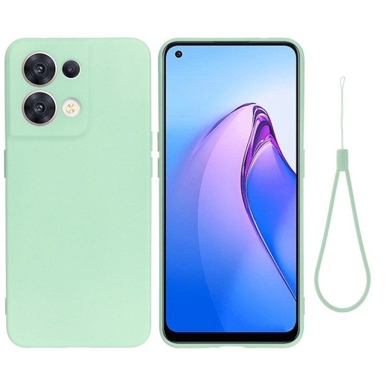 Futerały do Oppo Reno 8 z Łańcuch Płynny Silikon W Paski