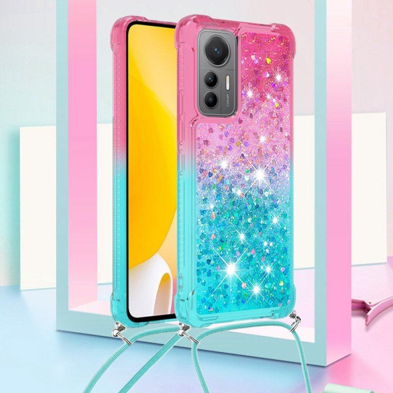 Etui do Xiaomi 12 Lite ze Sznurkiem Brokatowy Przewód Silikonowy