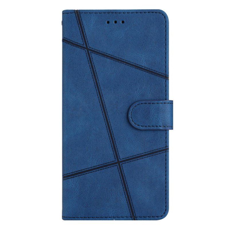 Etui Folio do Xiaomi 12 Lite z Łańcuch Linie Paska Z Efektem Skóry