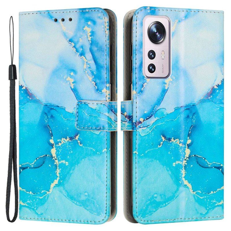 Etui Folio do Xiaomi 12 Lite z Łańcuch Pasek Marmuru