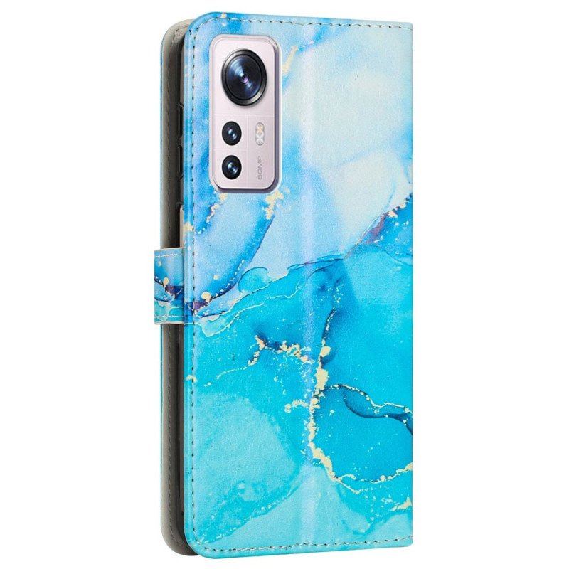 Etui Folio do Xiaomi 12 Lite z Łańcuch Pasek Marmuru