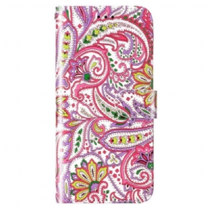 Etui Folio do Xiaomi 12 Lite z Łańcuch Pasiasty Wzór Paisley