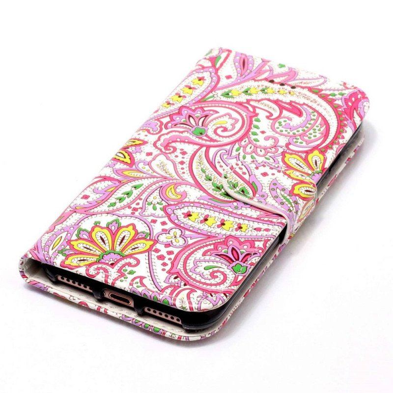 Etui Folio do Xiaomi 12 Lite z Łańcuch Pasiasty Wzór Paisley