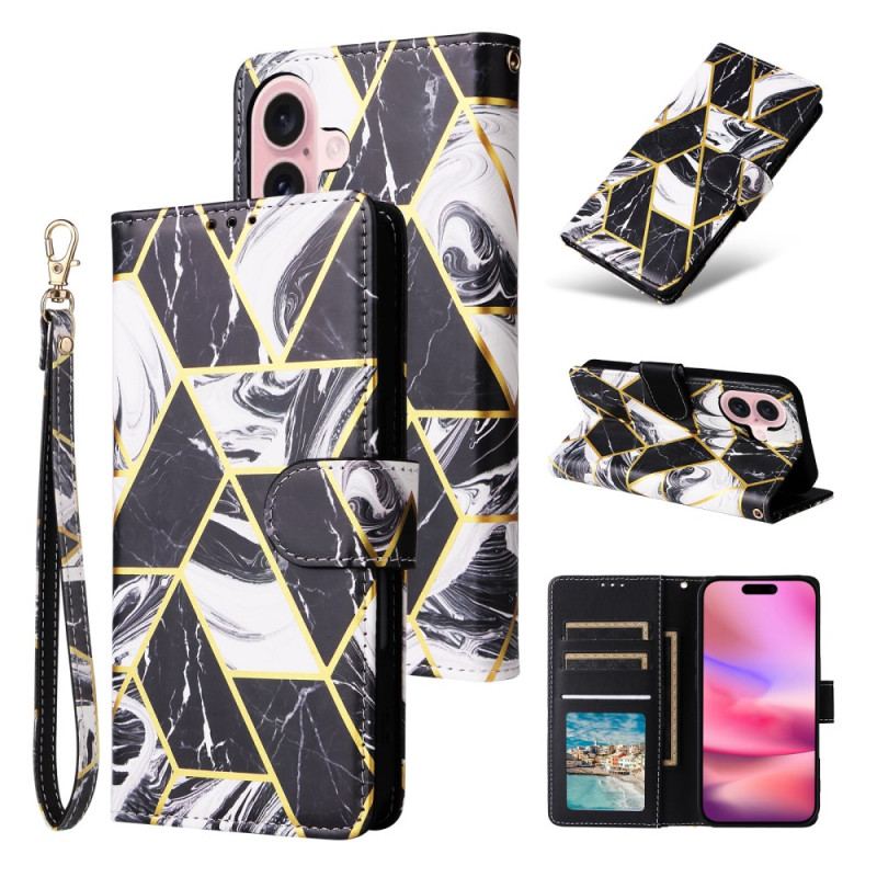 Etui Folio Do iPhone 16 Pasek Ze Wzorem Marmuru