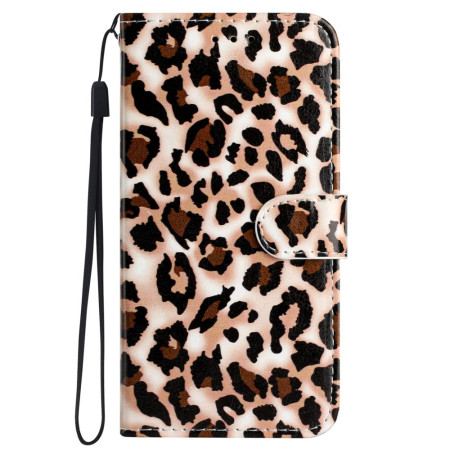 Etui Folio Do iPhone 16 Wzór Lamparta Z Paskiem