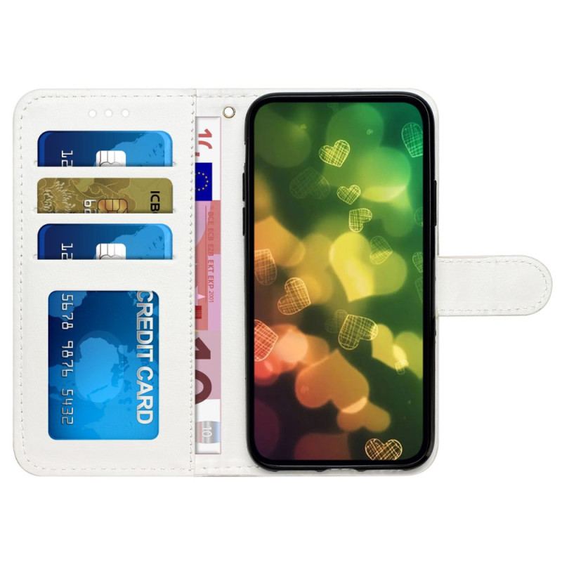 Etui Folio Do iPhone 16 Wzór Lamparta Z Paskiem