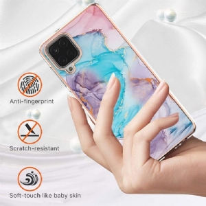 Etui do Samsung Galaxy A12 Niebieski Kolorowy Marmur