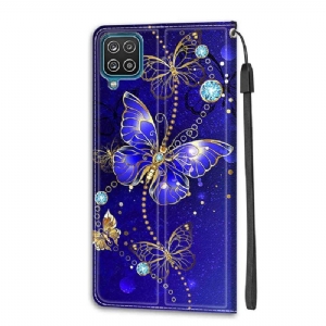 Etui Folio do Samsung Galaxy A12 Fioletowy Motyl