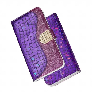 Etui Folio do Samsung Galaxy A12 Luksusowe Croco Cekiny