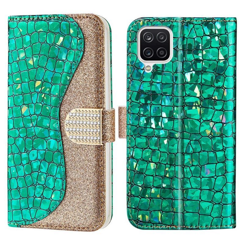 Etui Folio do Samsung Galaxy A12 Luksusowe Croco Cekiny