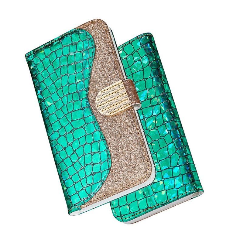 Etui Folio do Samsung Galaxy A12 Luksusowe Croco Cekiny