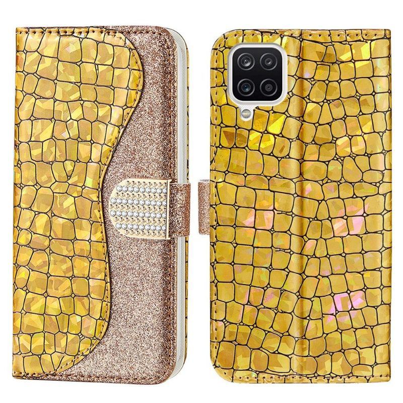 Etui Folio do Samsung Galaxy A12 Luksusowe Croco Cekiny