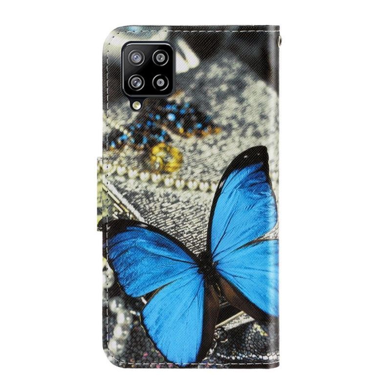 Etui Folio do Samsung Galaxy A12 Niebieski Motyl