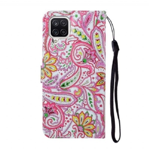 Skórzany Futerał do Samsung Galaxy A12 Paisley_kwiaty