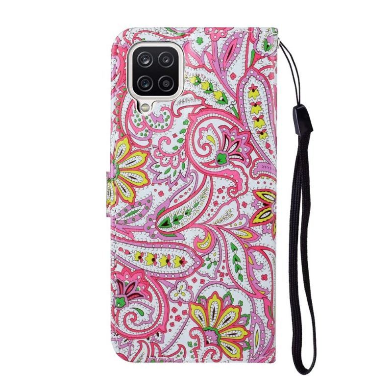 Skórzany Futerał do Samsung Galaxy A12 Paisley_kwiaty