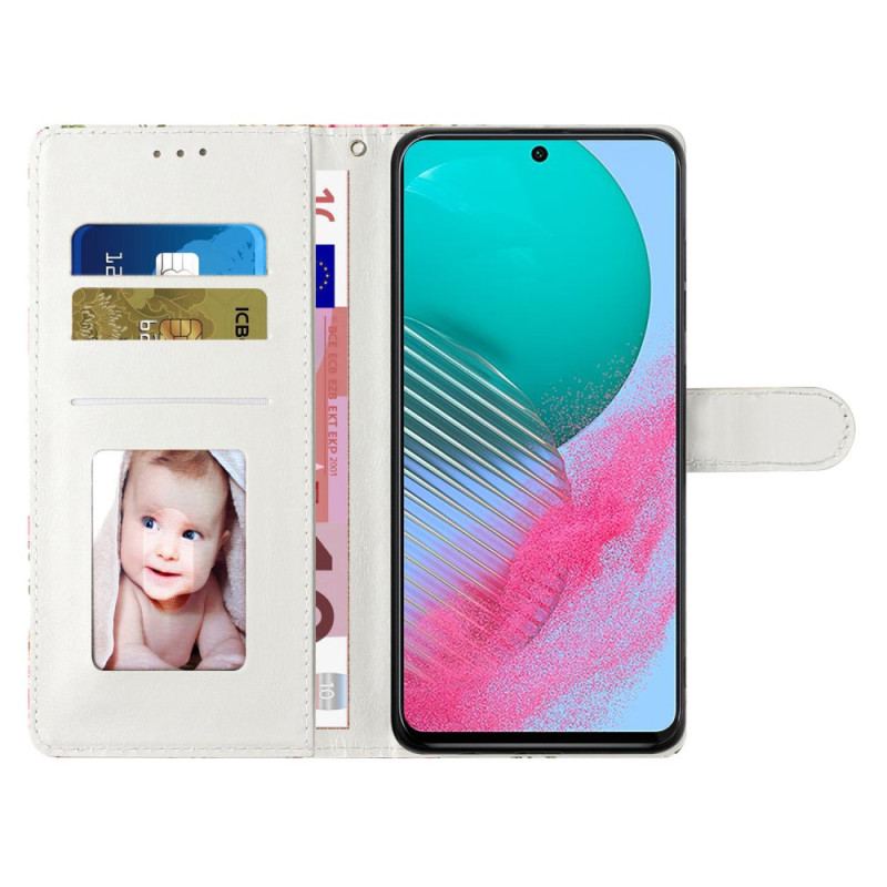 Etui Folio Do Samsung Galaxy A55 5g Biały Wilk Z Paskiem