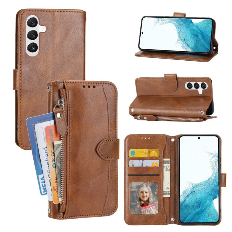 Etui Folio Do Samsung Galaxy A55 5g Portmonetka Na Monety Z Paskiem I Paskiem Na Ramię