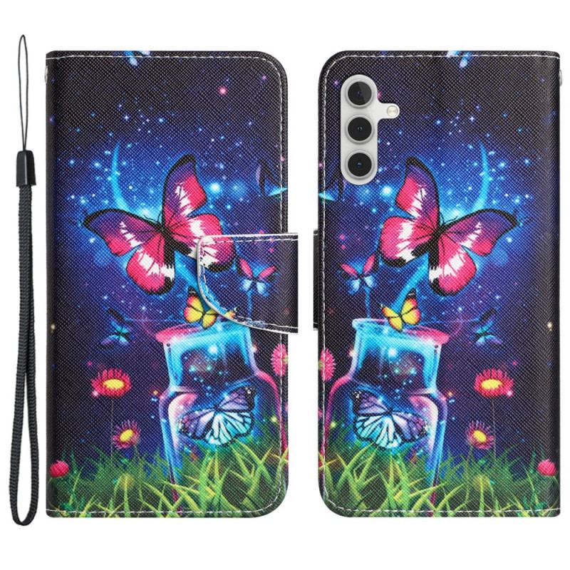 Etui Folio Samsung Galaxy A55 5g Butelka I Motyle Z Paskiem Etui Ochronne