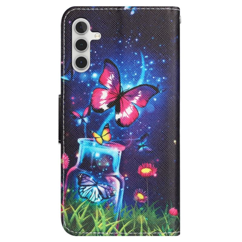 Etui Folio Samsung Galaxy A55 5g Butelka I Motyle Z Paskiem Etui Ochronne