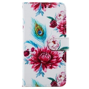 Etui Folio Samsung Galaxy A55 5g CZerwone Kwiaty Z Paskiem