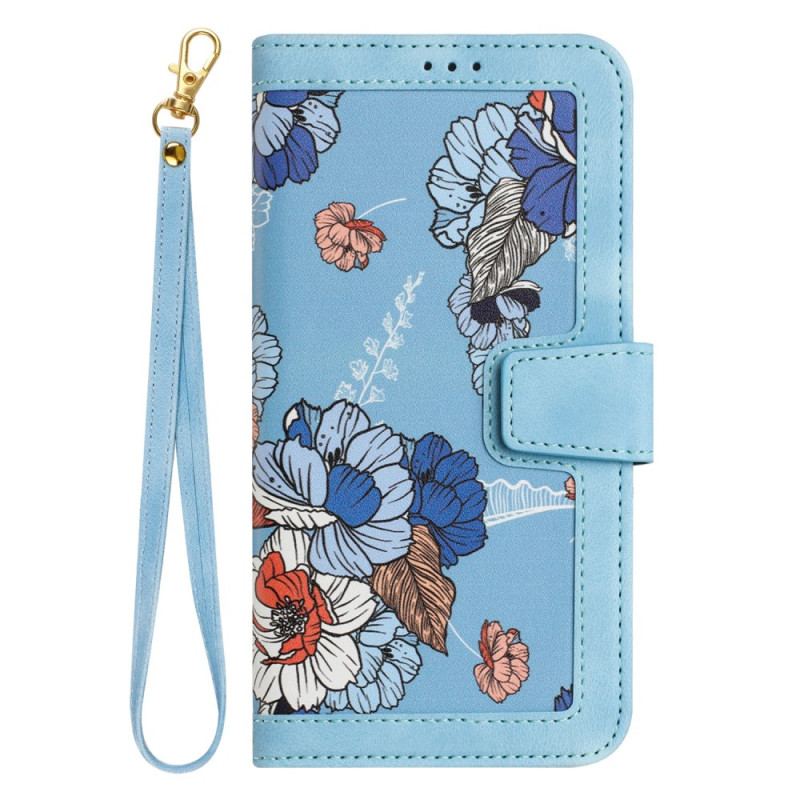 Etui Folio Samsung Galaxy A55 5g Kwiatowy Wzór Z Paskiem Etui Ochronne