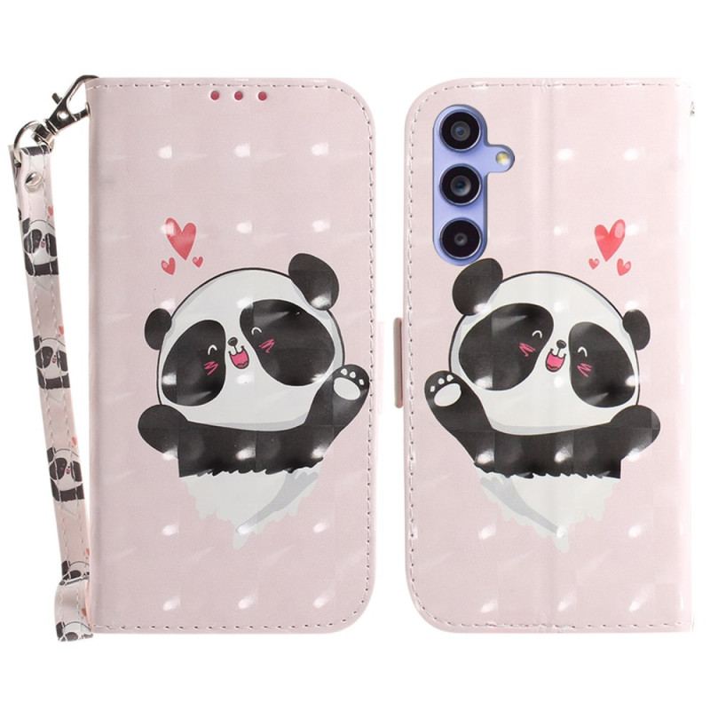 Etui Folio Samsung Galaxy A55 5g Miłość Panda Z Paskiem