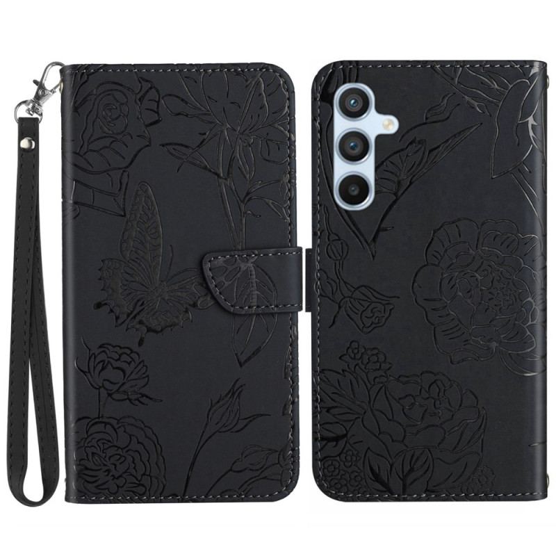 Etui Folio Samsung Galaxy A55 5g Motyle Ze Smyczą