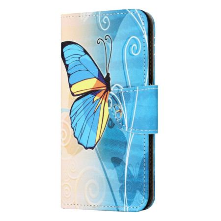 Etui Folio Samsung Galaxy A55 5g Żółty I Niebieski Motyl