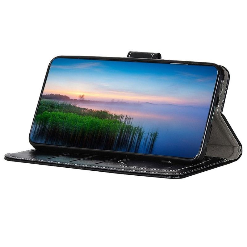 Etui Folio do Samsung Galaxy M33 5G Luksusowe Szwy Z Efektem Skóry